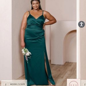 Rory Satin Dress in Classic Emerald, NEVER-WORN, NEW WITH TAGS, NO ALTERATIONS
